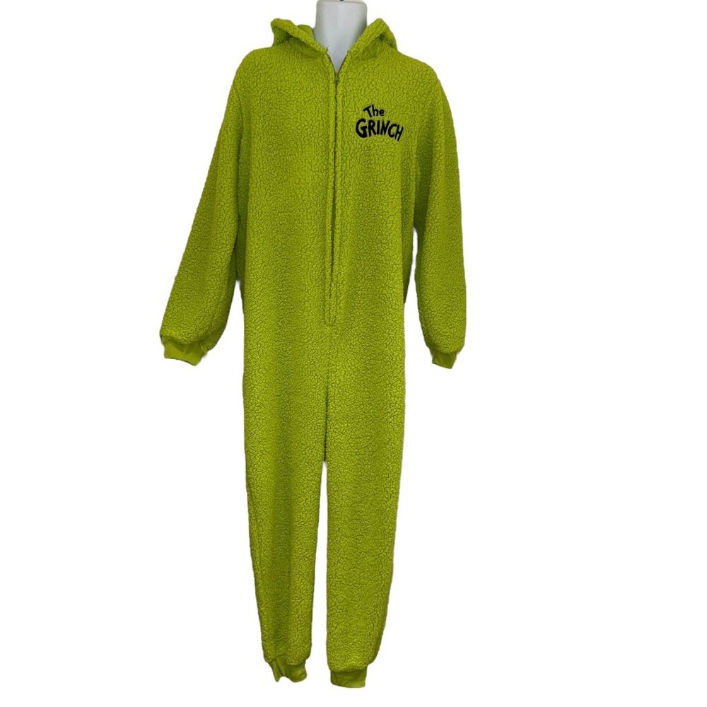 Dr Seuss The Grinch Unionsuit Pajamas PJs M Green Halloween Christmas Costume
